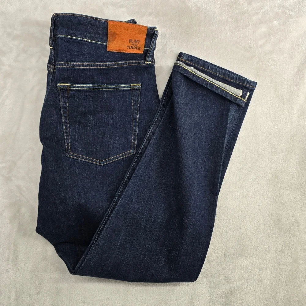 Flint and Tinder Selvedge Denim 30x30 Slim‎ Fit Dark Wash Jeans Mens new